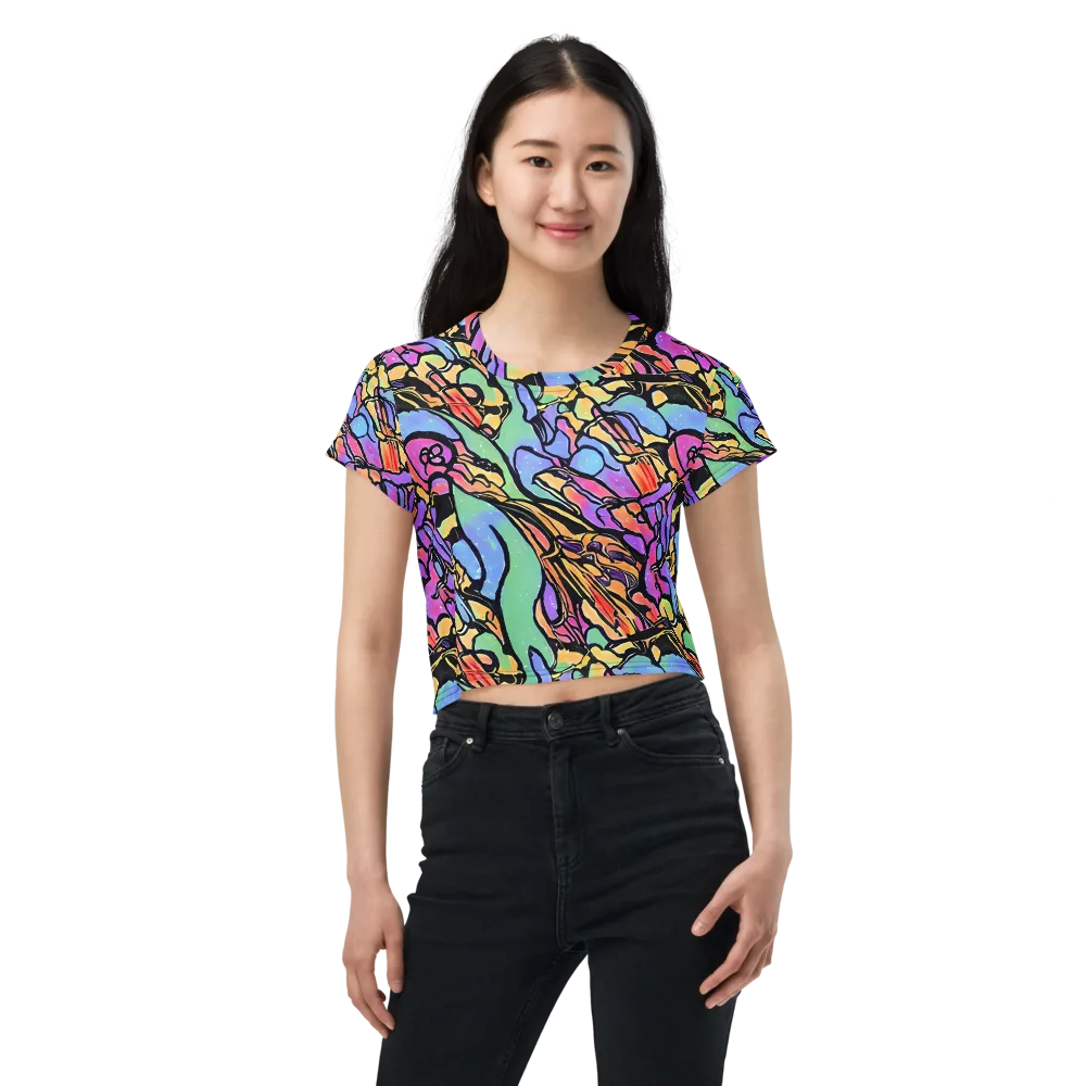 Kaleidoscope Flora on Crop Tee — Front