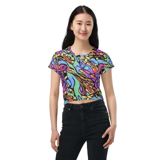 Kaleidoscope Flora on a Crop Tee