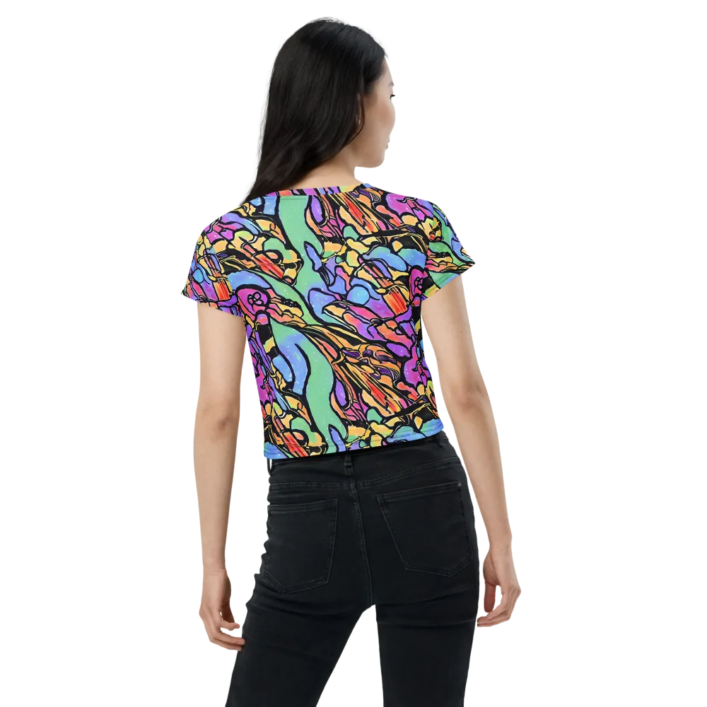 Kaleidoscope Flora on Crop Tee — Back