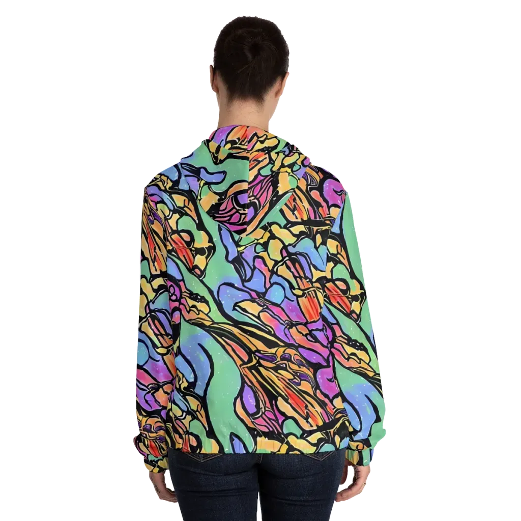 Kaleidoscope Flora on Women's Full-Zip Hoodie — Back On Person