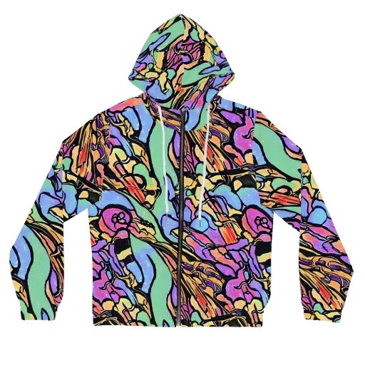 Kaleidoscope Flora on a Women's Full-Zip Hoodie
