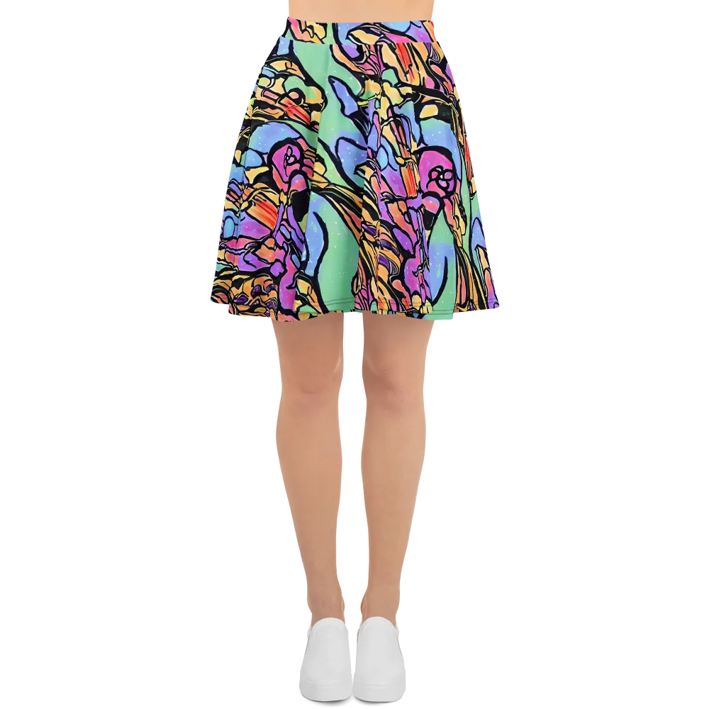 Kaleidoscope Flora on Skater Skirt — Front