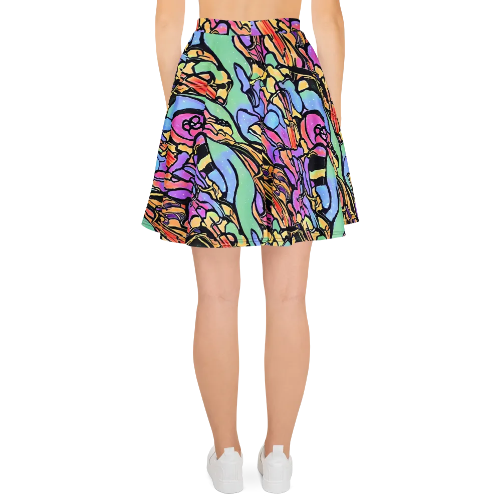 Kaleidoscope Flora on Skater Skirt — Back