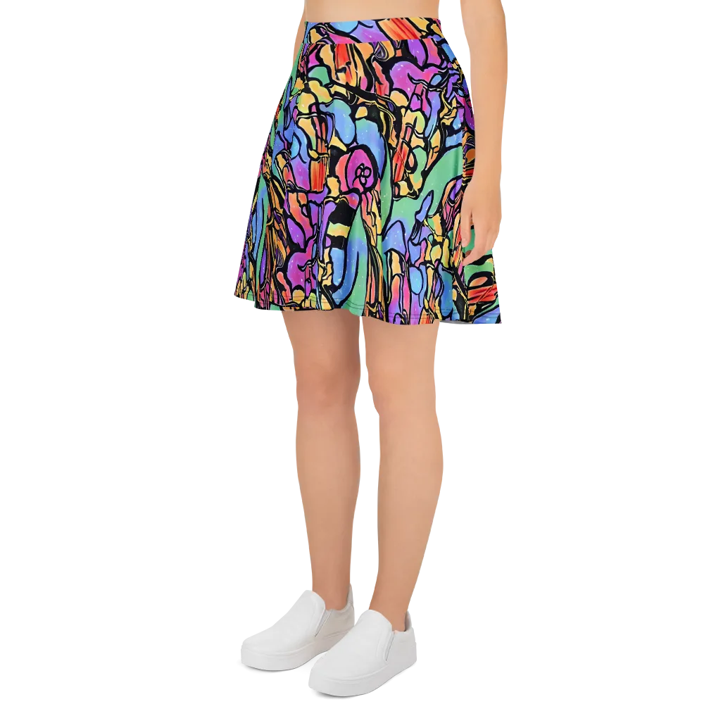 Kaleidoscope Flora on Skater Skirt — Left