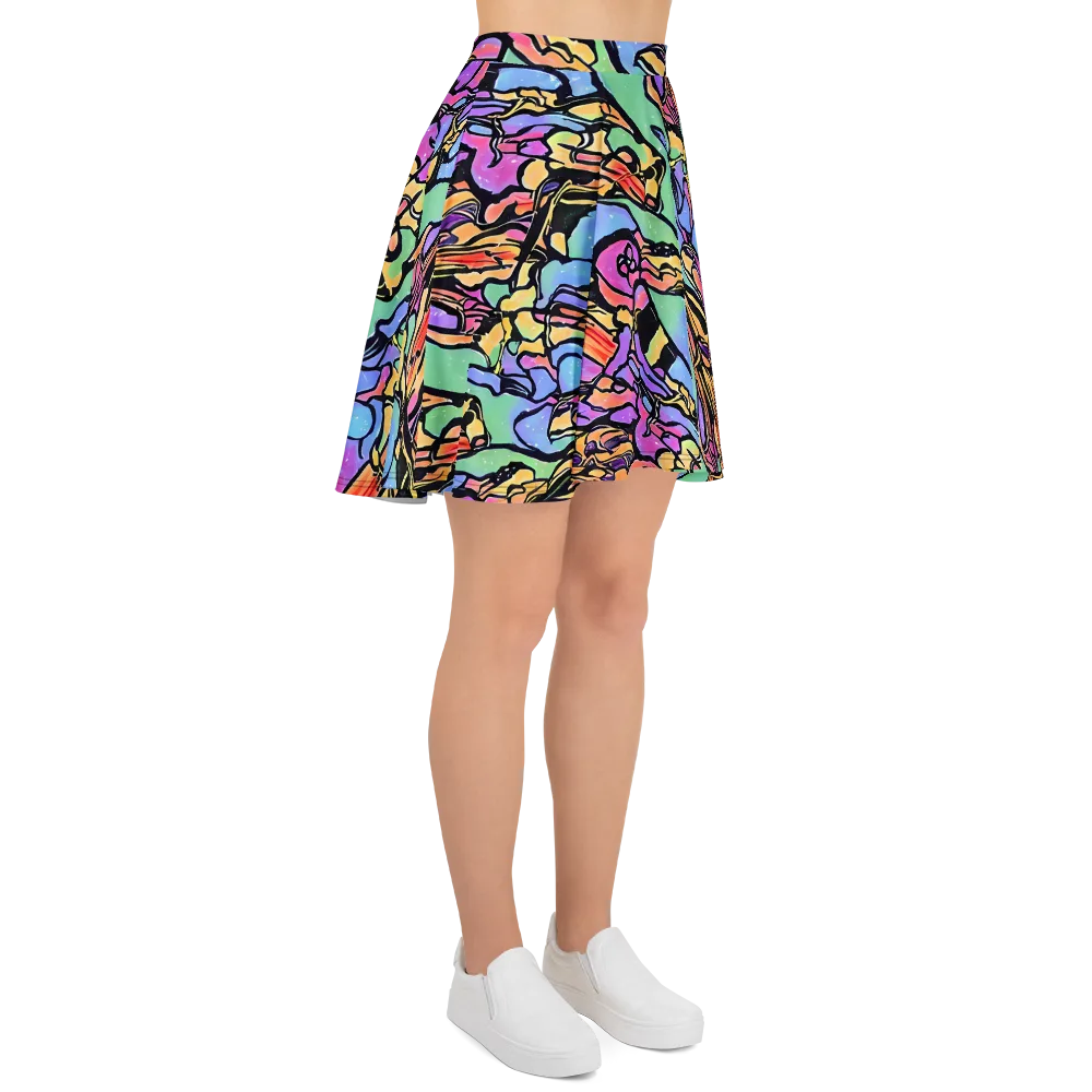 Kaleidoscope Flora on Skater Skirt — Right