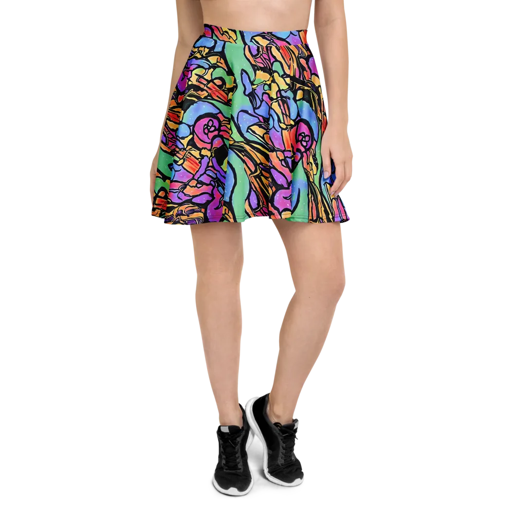 Kaleidoscope Flora on Skater Skirt — Front