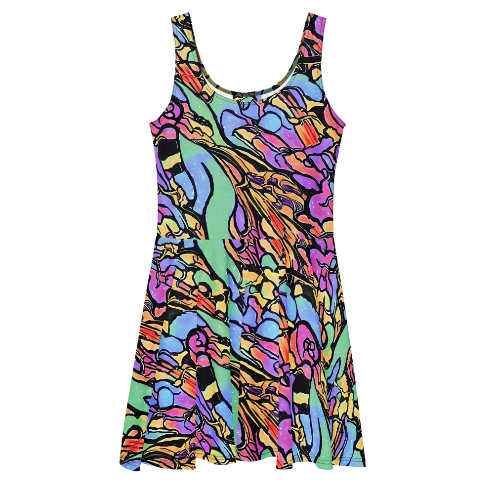Kaleidoscope Flora on Skater Dress — Front