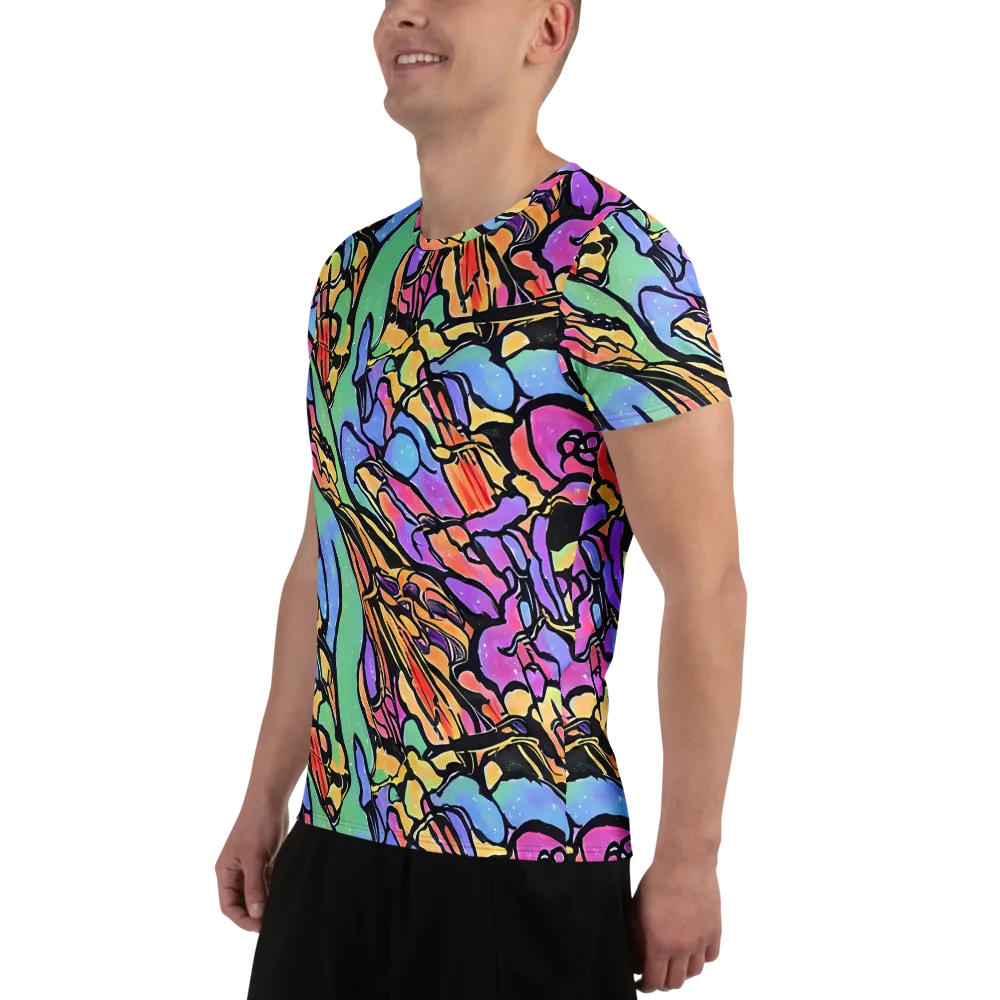 Kaleidoscope Flora on Men's Athletic T-Shirt — Left