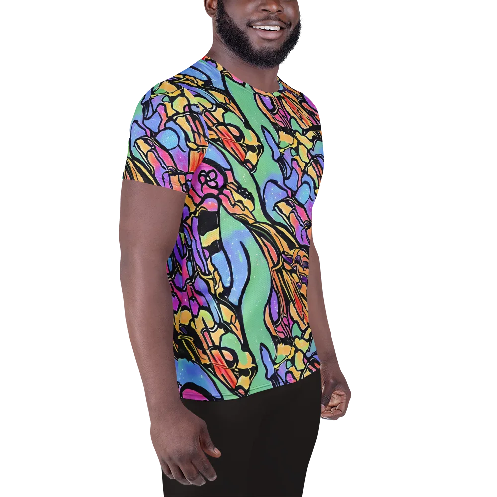 Kaleidoscope Flora on Men's Athletic T-Shirt — Right