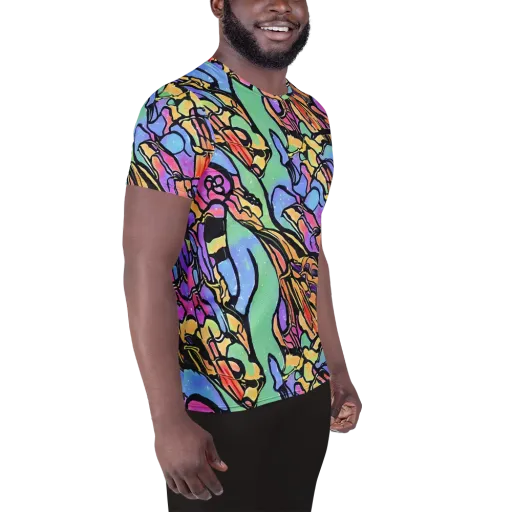 Kaleidoscope Flora on a Men's Athletic T-Shirt