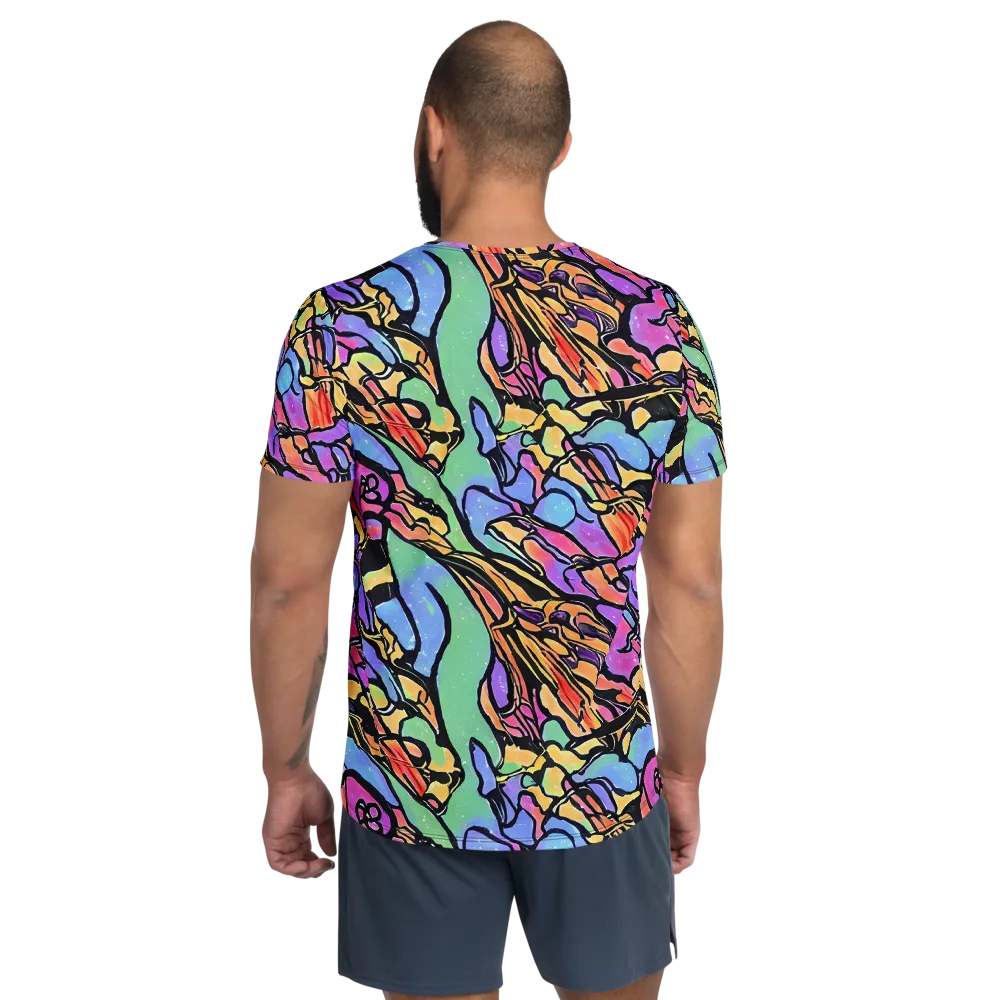 Kaleidoscope Flora on Men's Athletic T-Shirt — Back