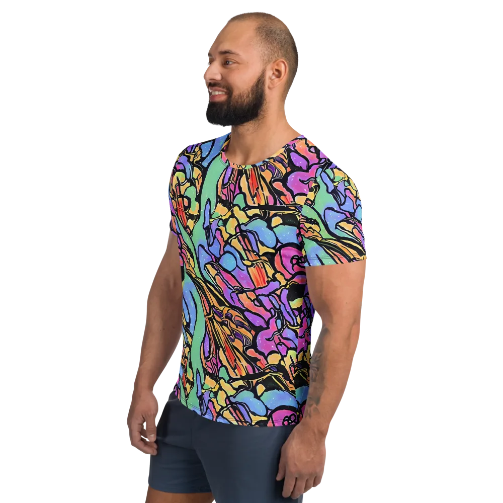 Kaleidoscope Flora on Men's Athletic T-Shirt — Left