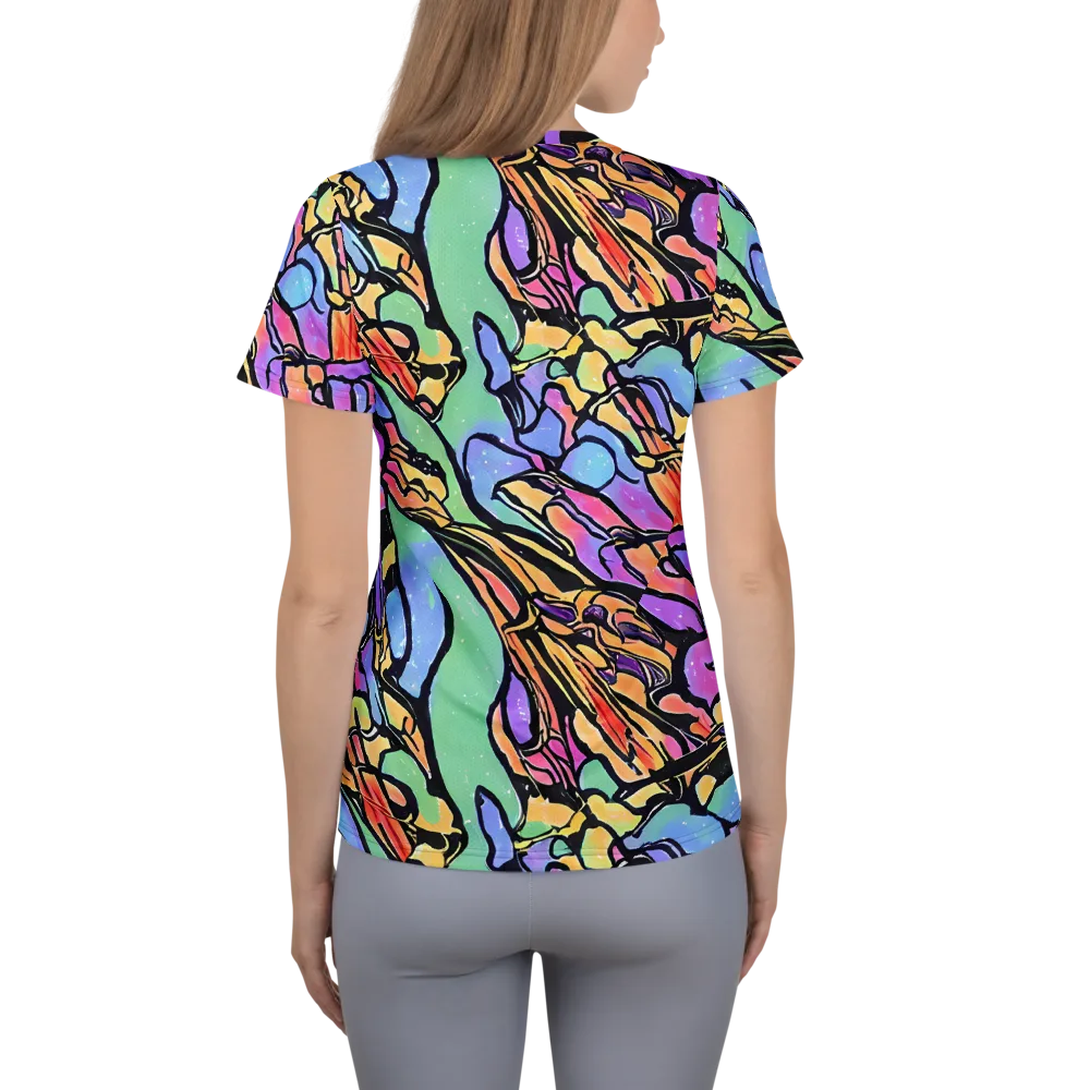 Kaleidoscope Flora on Women's Athletic T-Shirt — Back