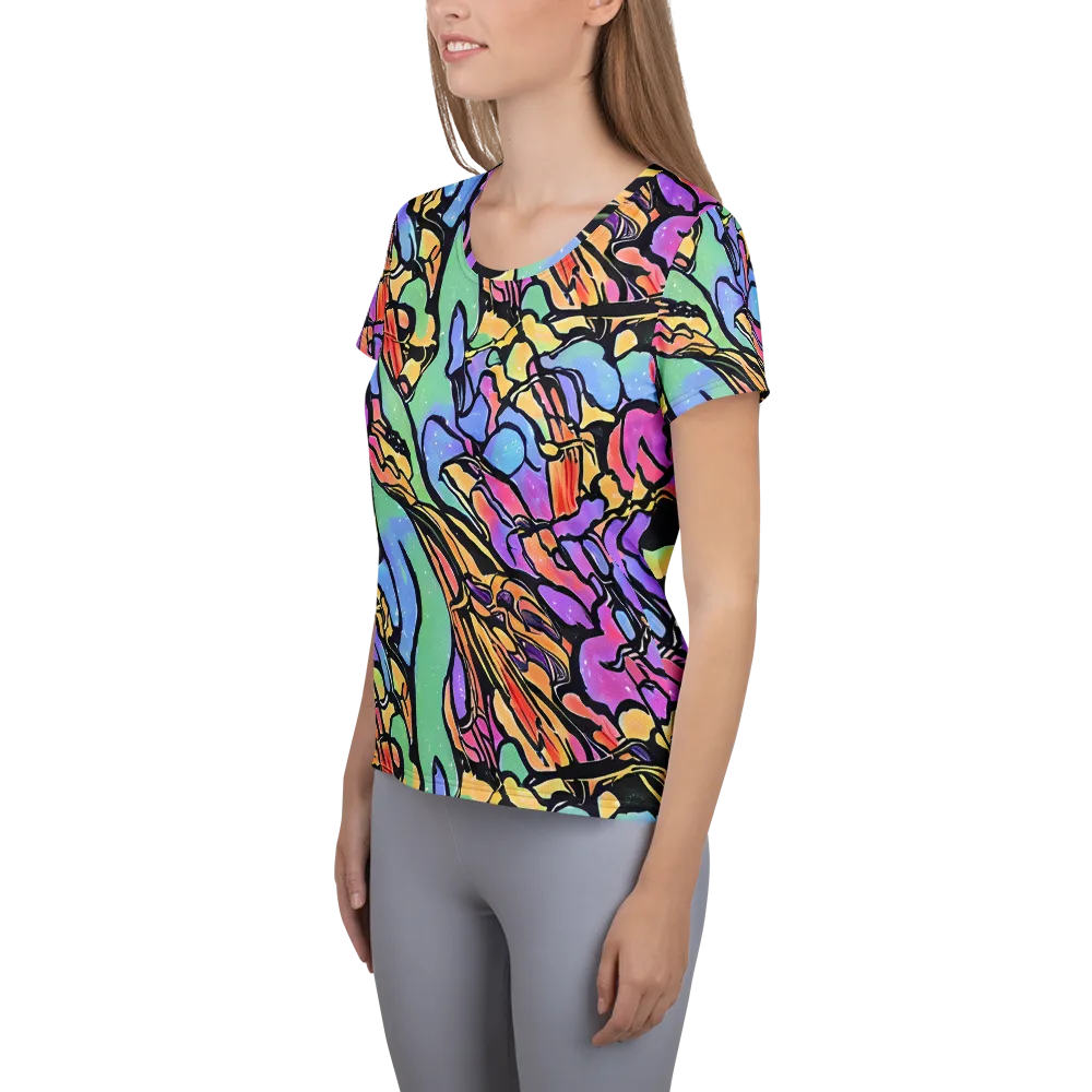 Kaleidoscope Flora on Women's Athletic T-Shirt — Left