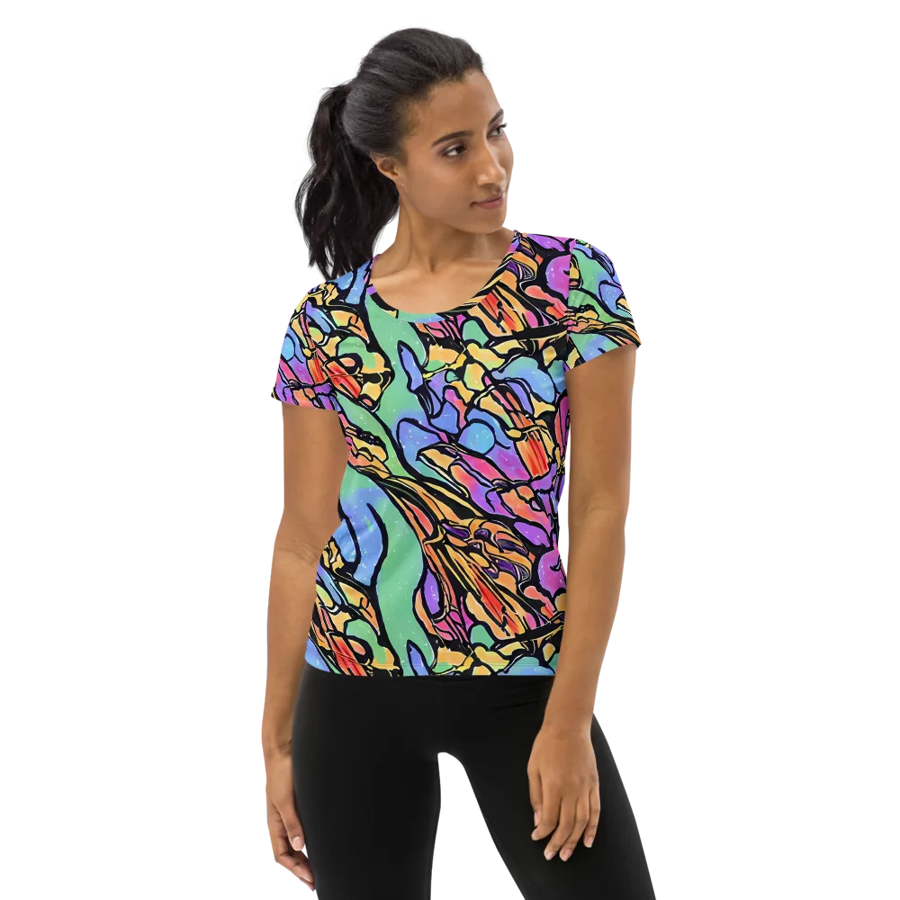 Kaleidoscope Flora on Women's Athletic T-Shirt — Front