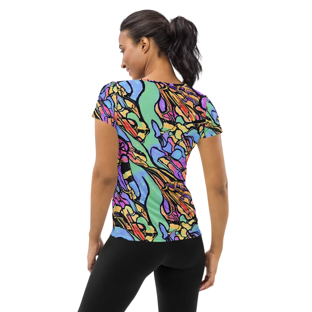 Kaleidoscope Flora on Women's Athletic T-Shirt — Back