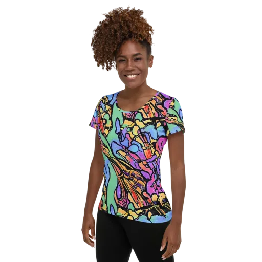 Kaleidoscope Flora on a Women's Athletic T-Shirt