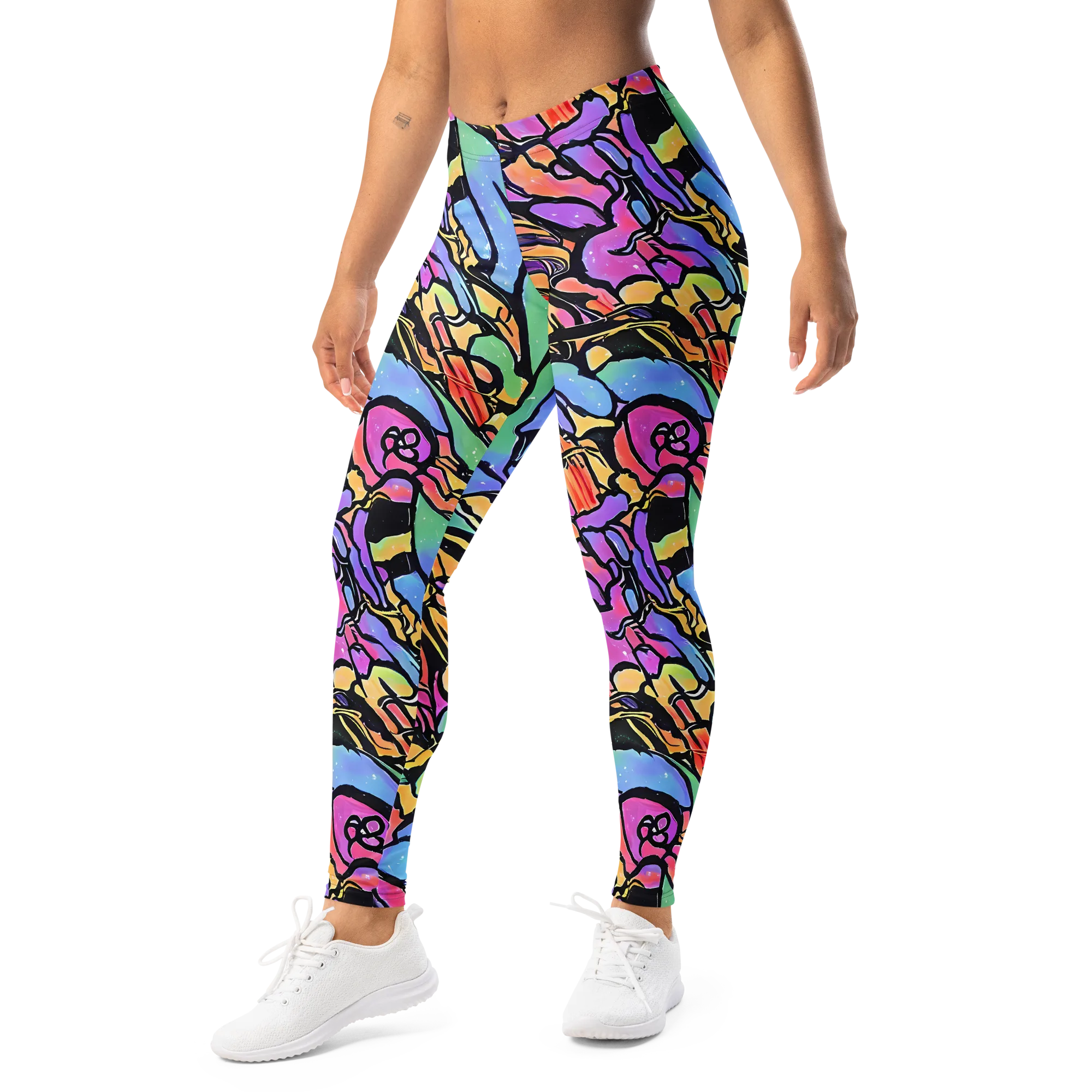 Kaleidoscope Flora on Leggings — Left Front