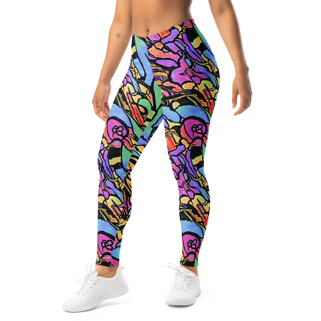 Kaleidoscope Flora on Leggings — Left Front