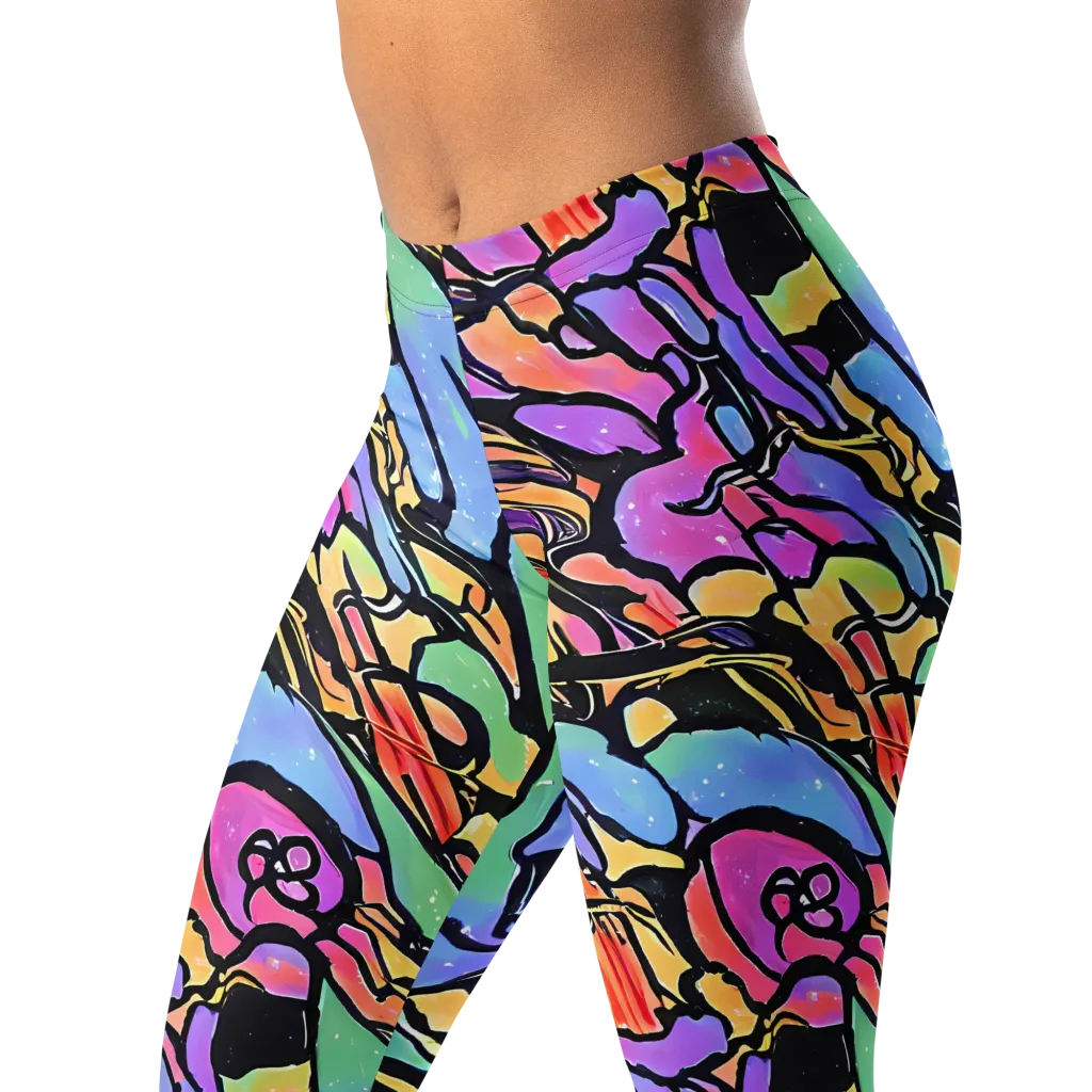 Kaleidoscope Flora on Leggings — Left Front