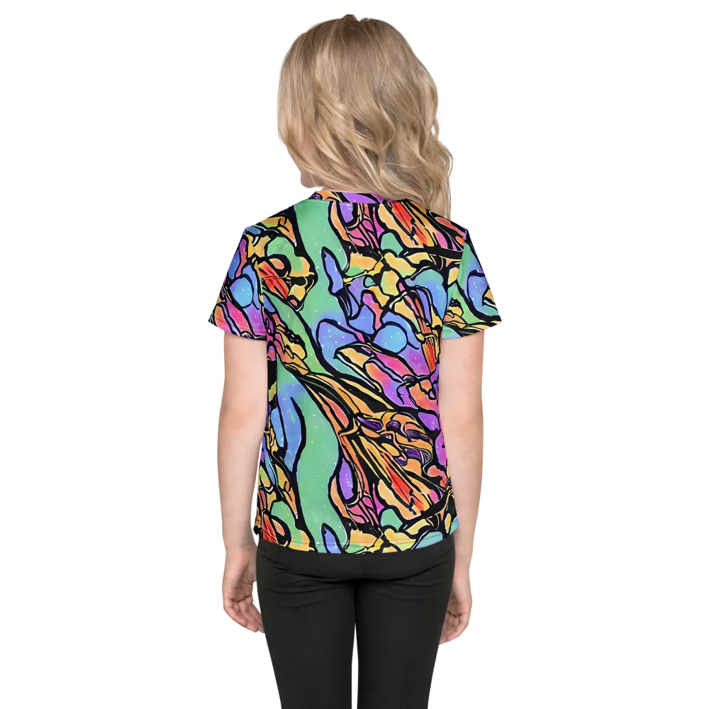 Kaleidoscope Flora on Kids Crew Neck T-Shirt — Back