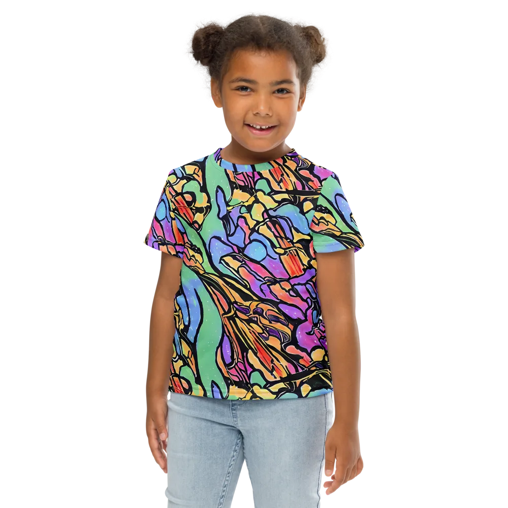 Kaleidoscope Flora on Kids Crew Neck T-Shirt — Front