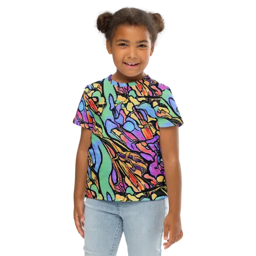 Kaleidoscope Flora on a Kids Crew Neck T-Shirt