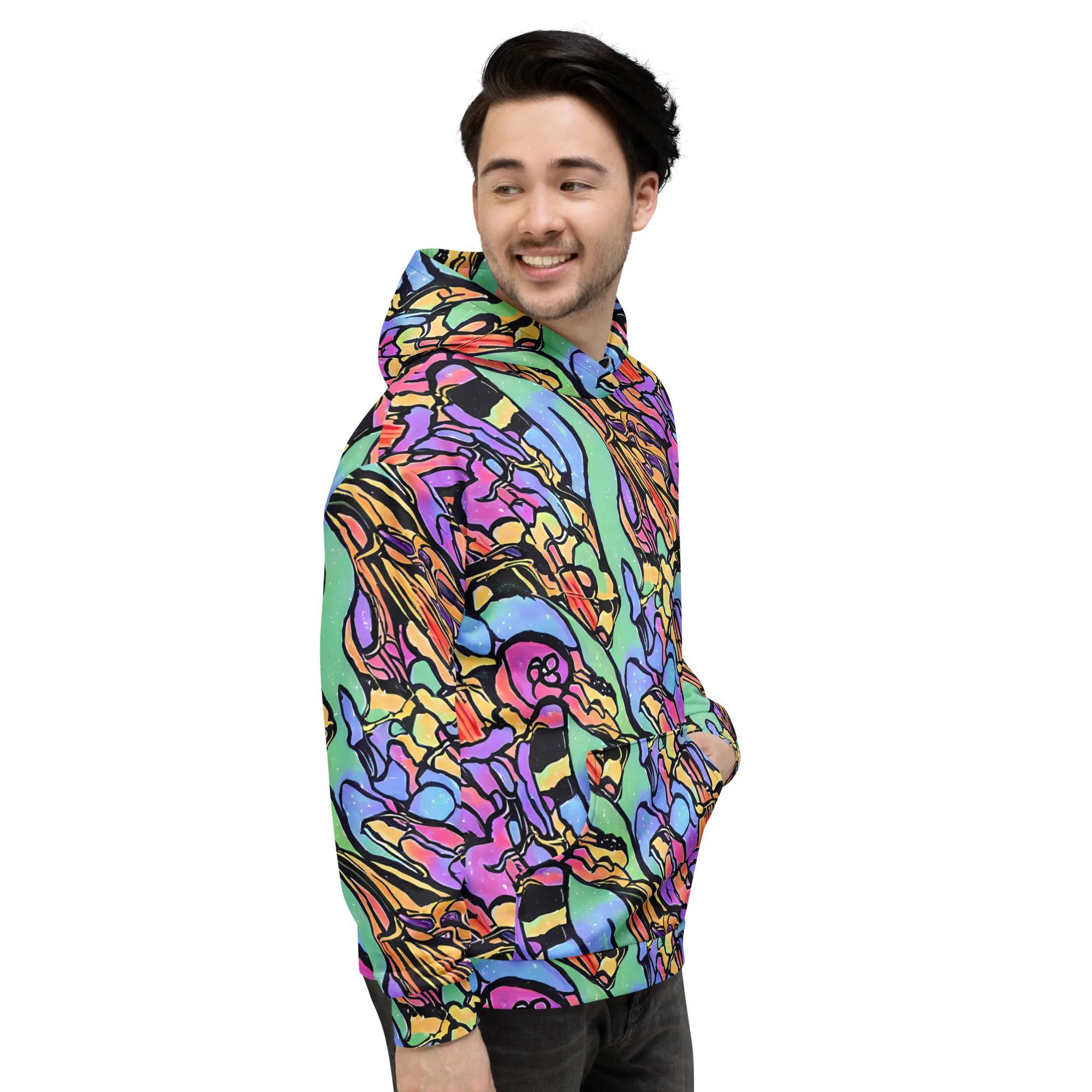Kaleidoscope Flora on Hoodie — Right