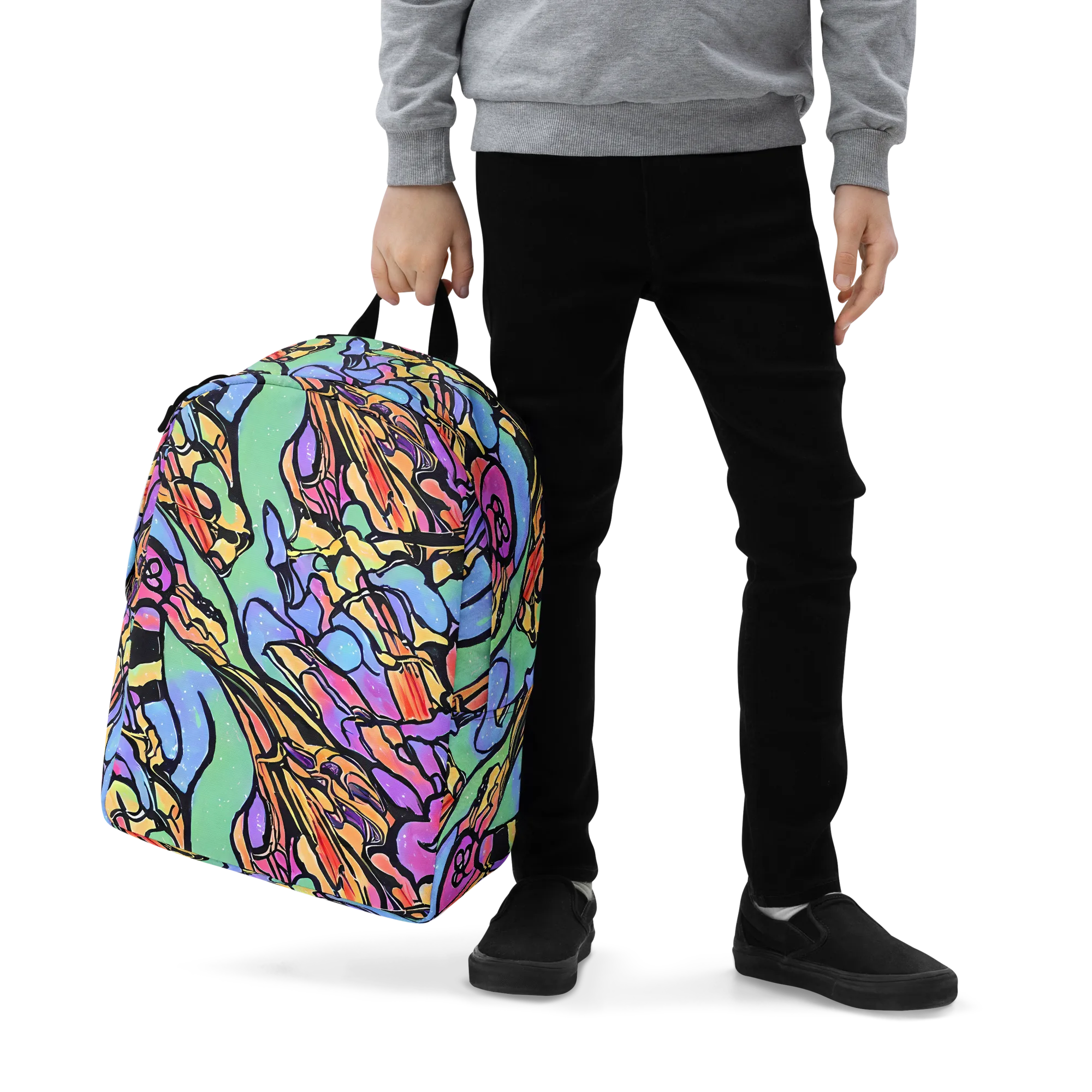 Kaleidoscope Flora on Minimalist Backpack — Zoomed-in