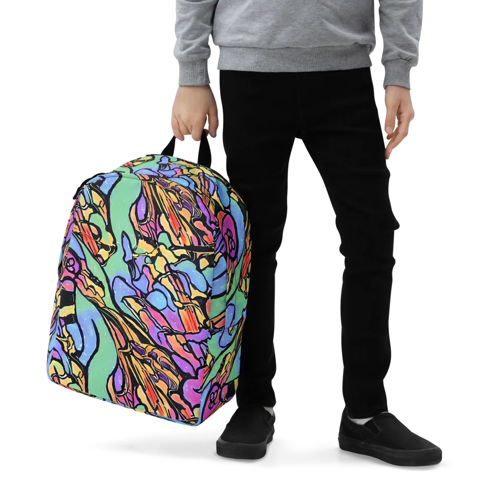 Kaleidoscope Flora on Minimalist Backpack — Zoomed-in