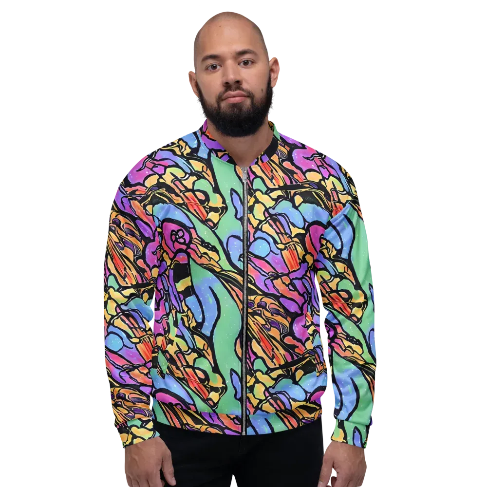 Kaleidoscope Flora on Bomber Jacket — Front