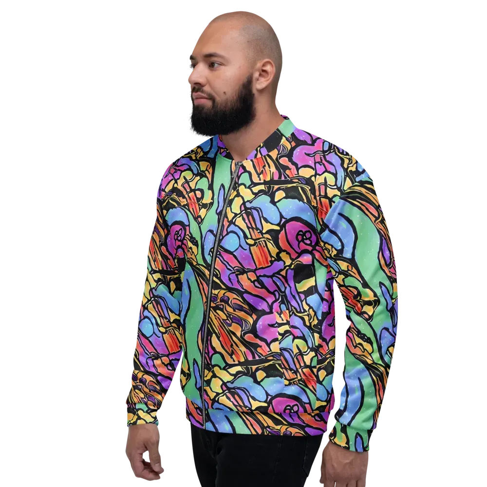 Kaleidoscope Flora on Bomber Jacket — Left