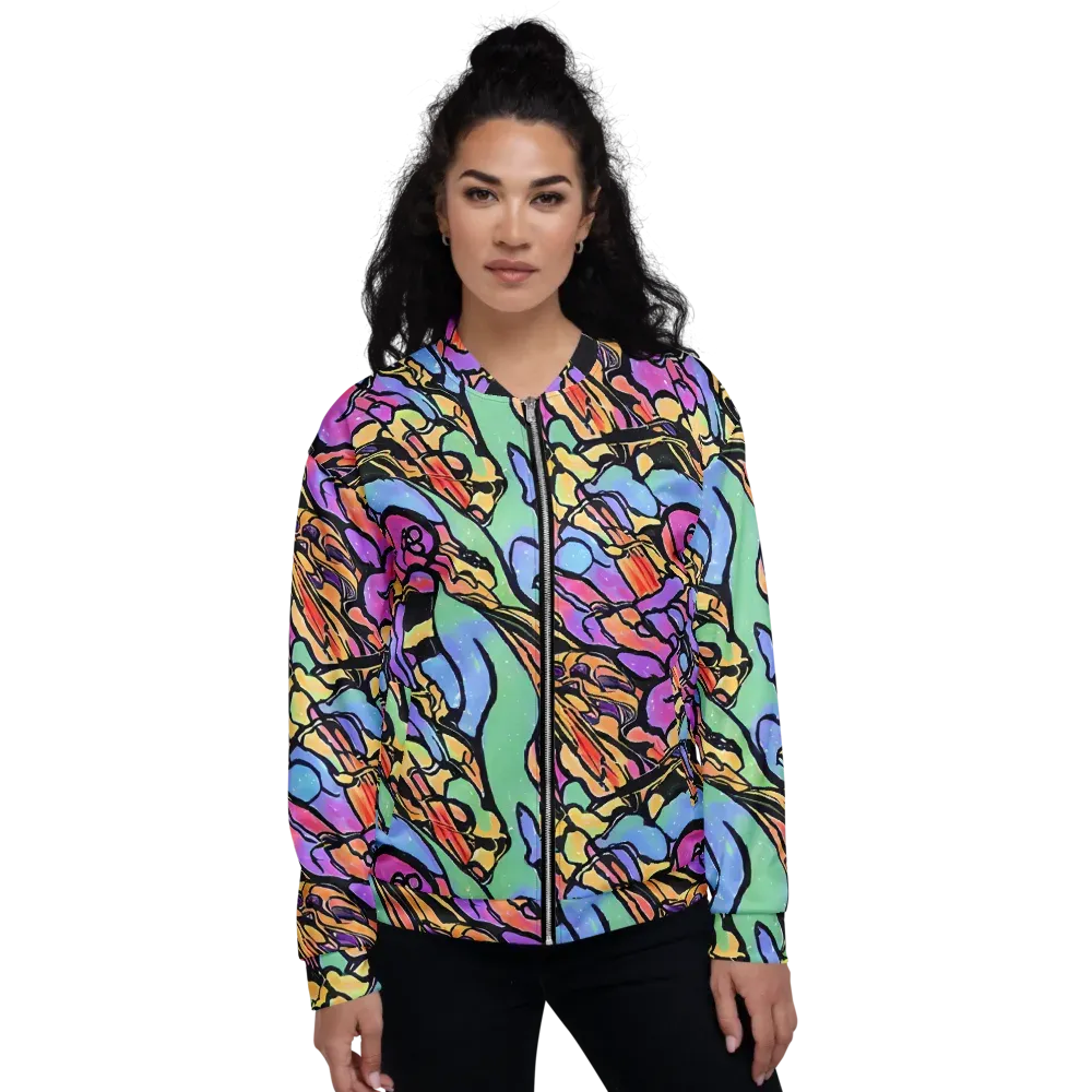 Kaleidoscope Flora on Bomber Jacket — Front
