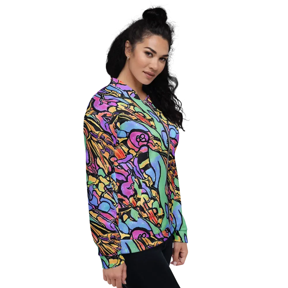 Kaleidoscope Flora on Bomber Jacket — Right