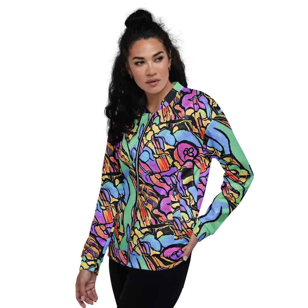 Kaleidoscope Flora on Bomber Jacket — Left