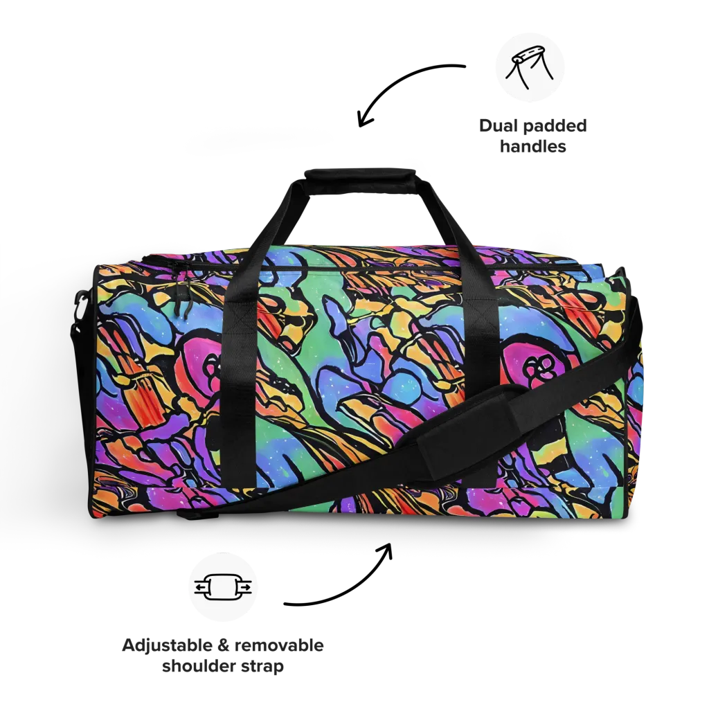 Kaleidoscope Flora on Duffle Bag — Front