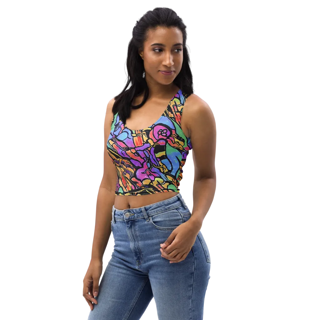 Kaleidoscope Flora on Crop Top — Left Front