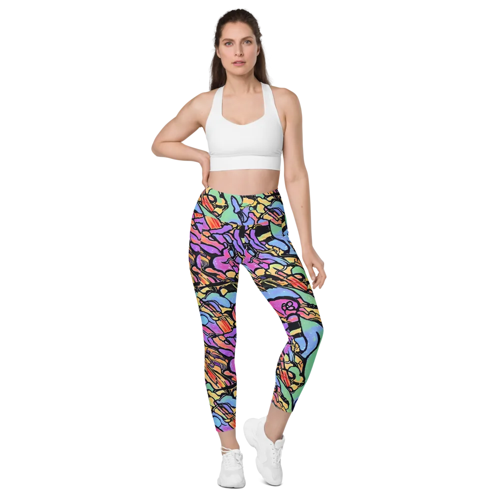 Kaleidoscope Flora on Leggings with Pockets — Front