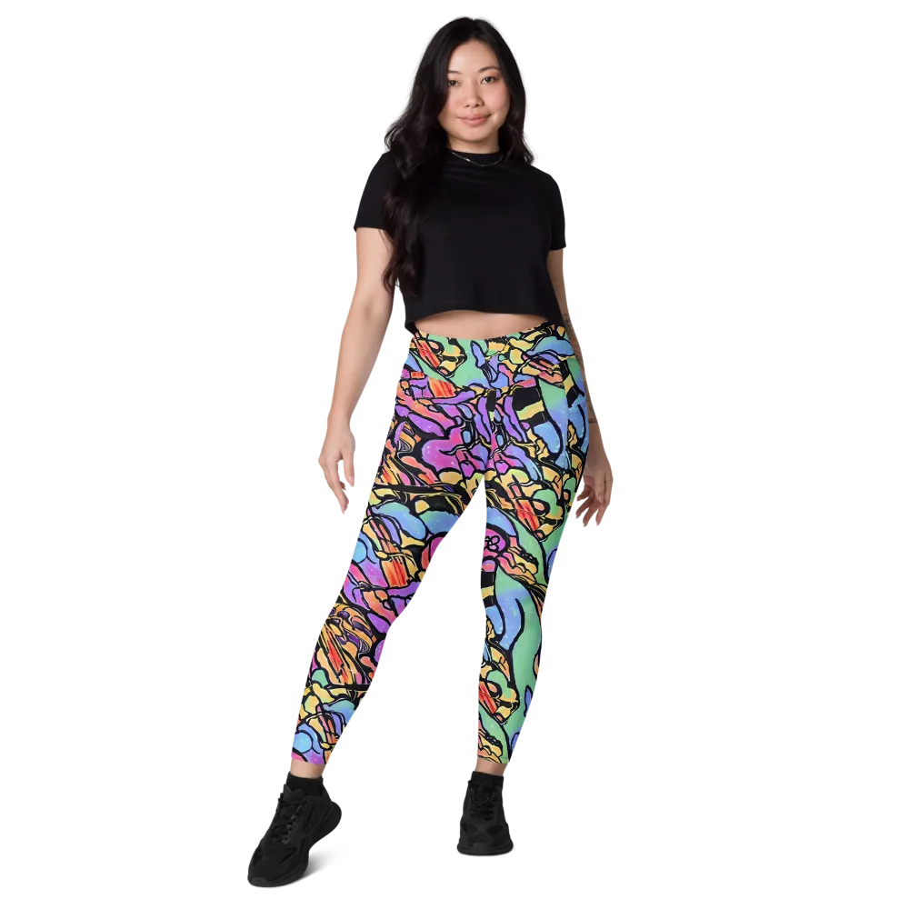 Kaleidoscope Flora on Leggings with Pockets — Front