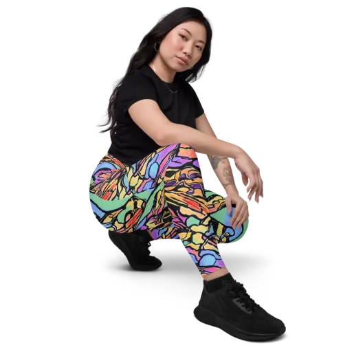 Kaleidoscope Flora on a Leggings with Pockets