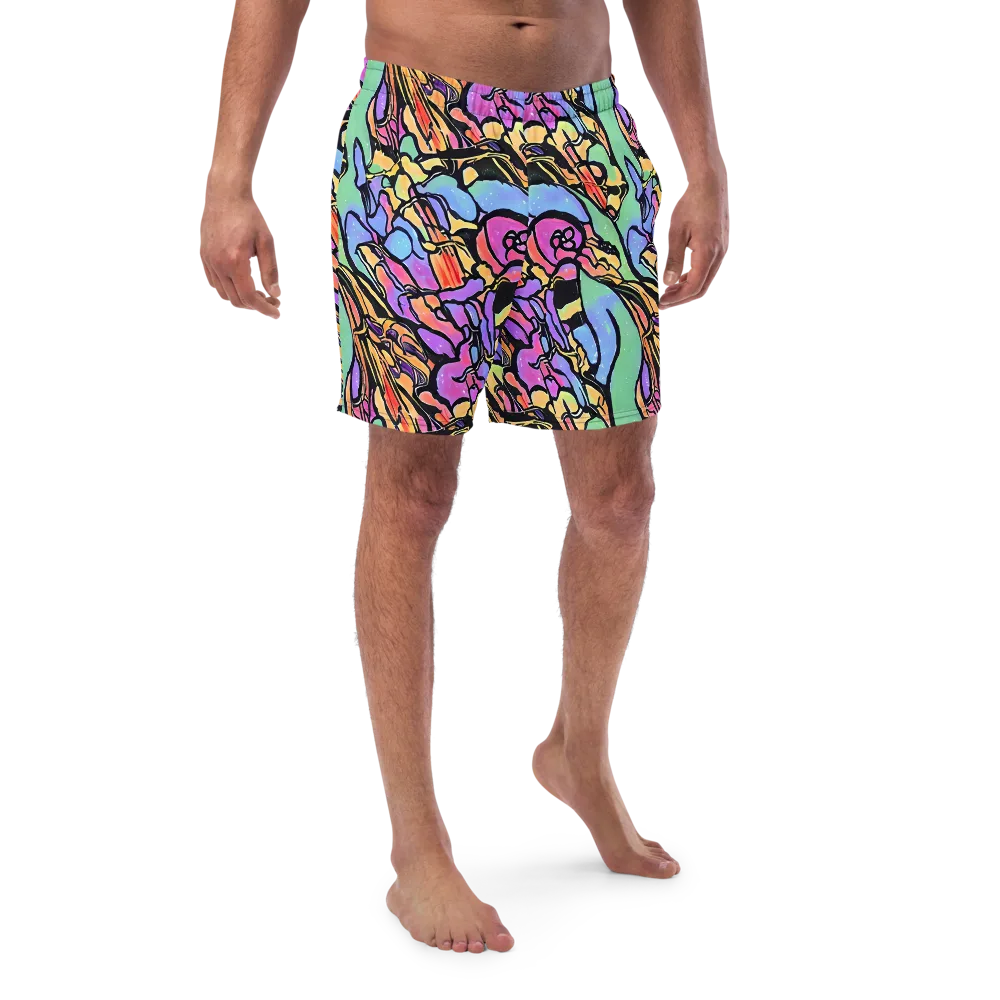 Kaleidoscope Flora on Swim Trunks — Front