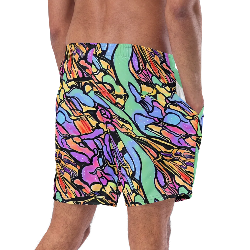 Kaleidoscope Flora on Swim Trunks — Right Back