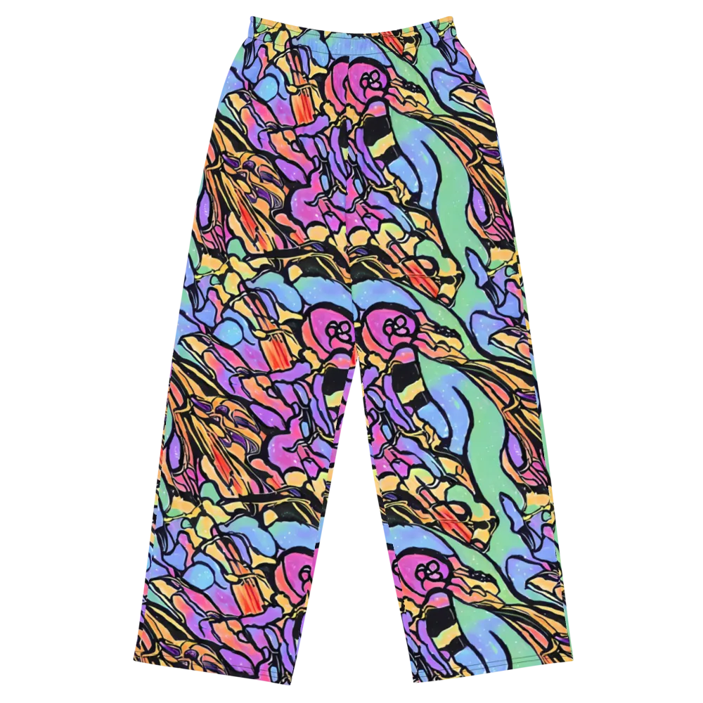 Kaleidoscope Flora on Wide-Leg Pants — Front