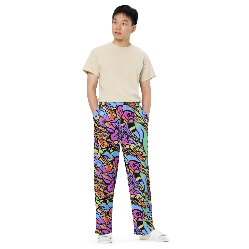 Kaleidoscope Flora on Wide-Leg Pants — Front