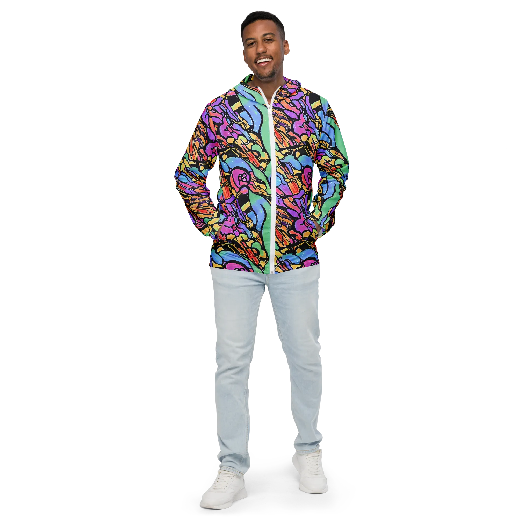 Kaleidoscope Flora on Men's Windbreaker — Front