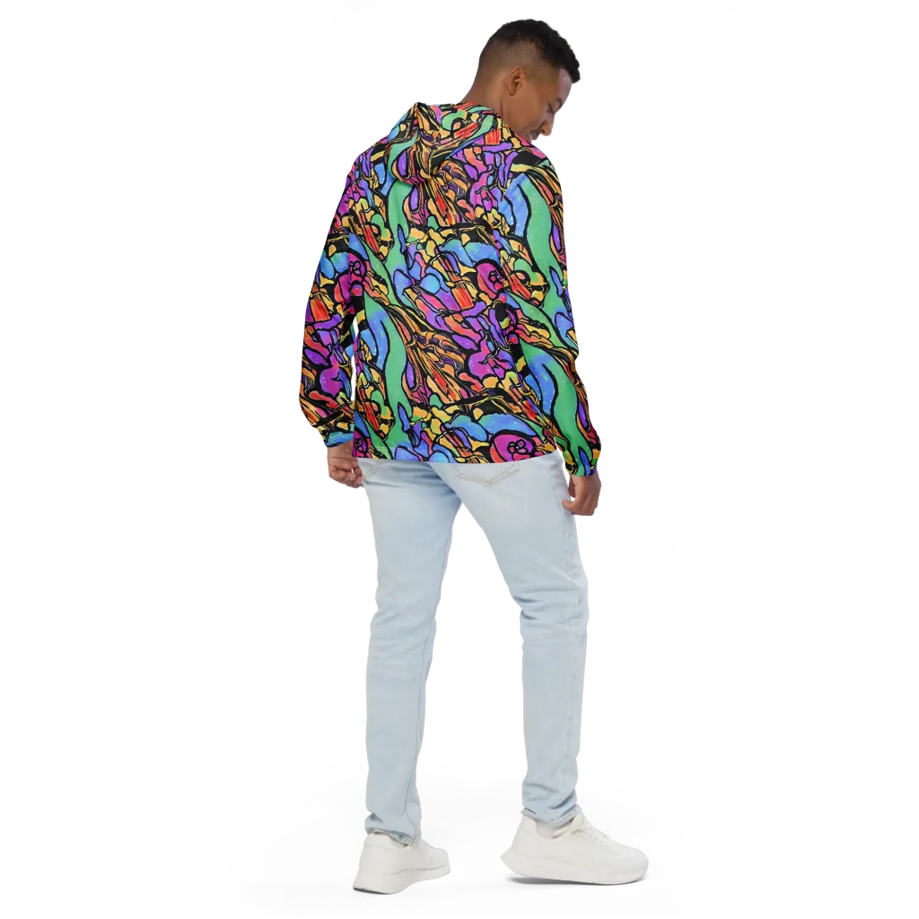 Kaleidoscope Flora on Men's Windbreaker — Back