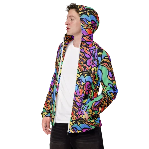 Kaleidoscope Flora on a Men's Windbreaker