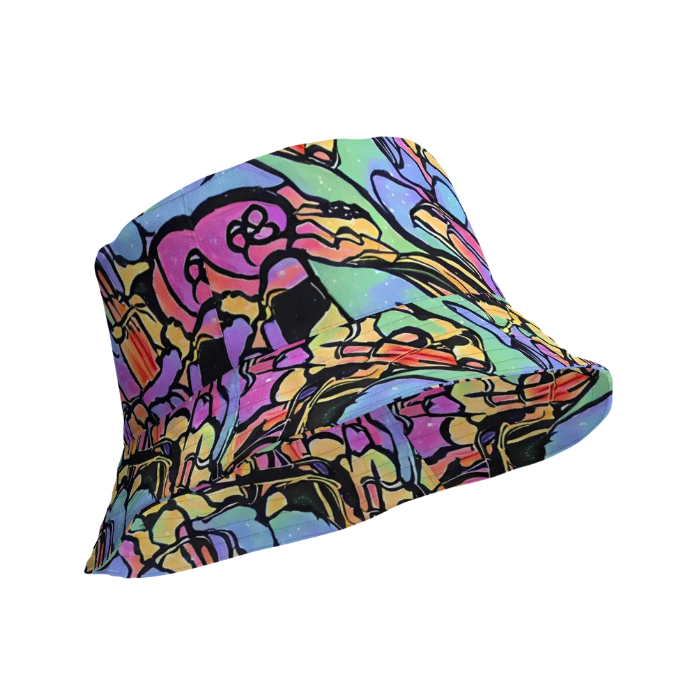 Kaleidoscope Flora on Reversible Bucket Hat — Product details Outside