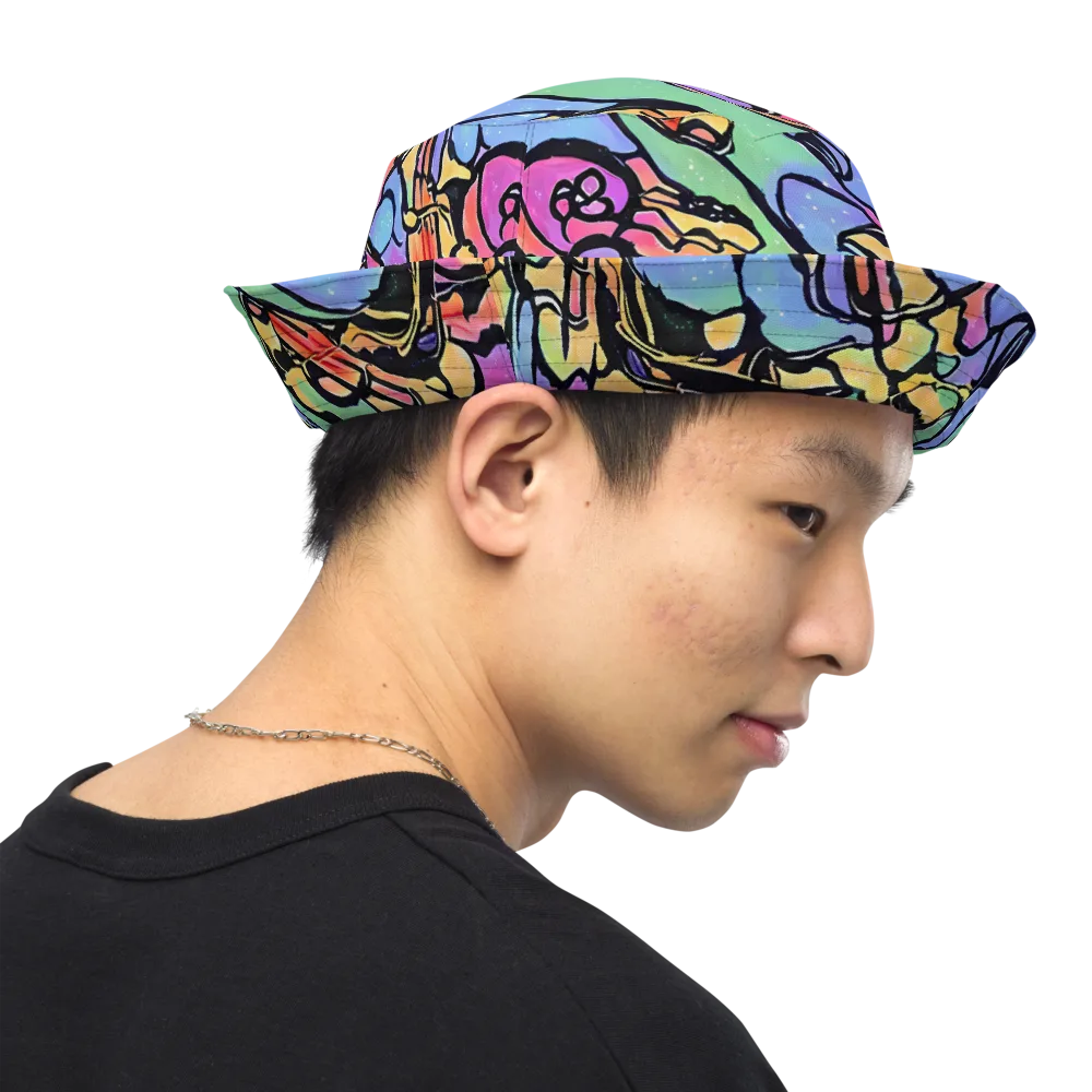 Kaleidoscope Flora on Reversible Bucket Hat — Right Outside