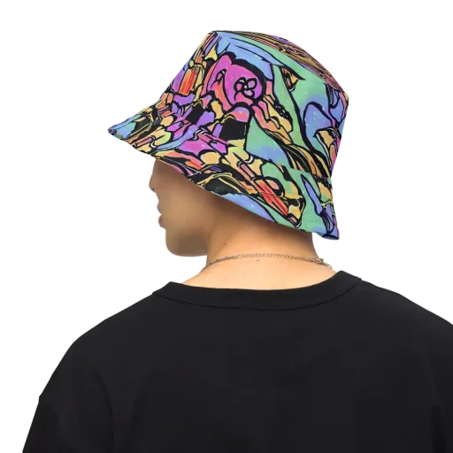 Kaleidoscope Flora on a Reversible Bucket Hat